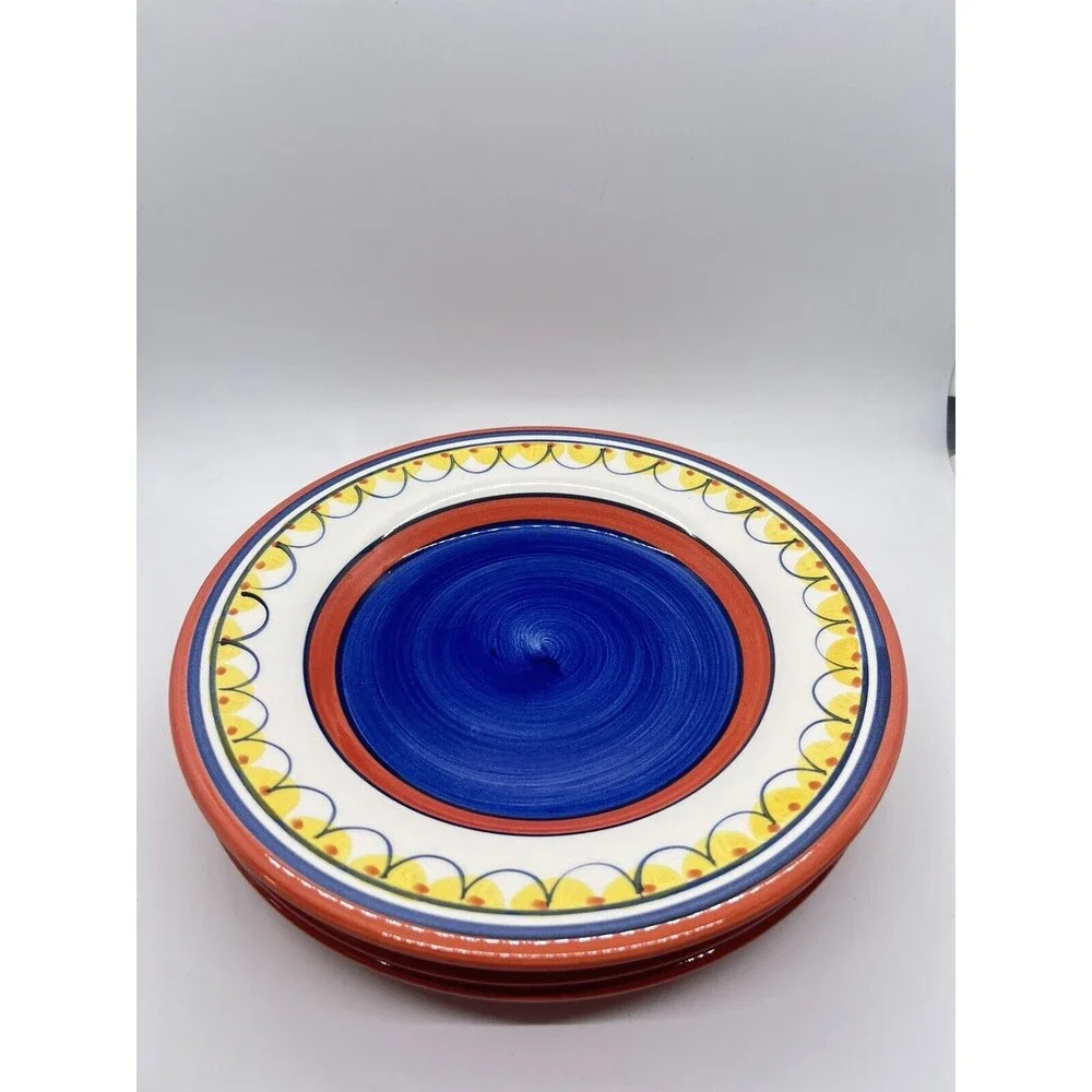 Pier 1 Del Sol Handpainted Earthenware Dessert Salad Plates Set of Three 8 1/2